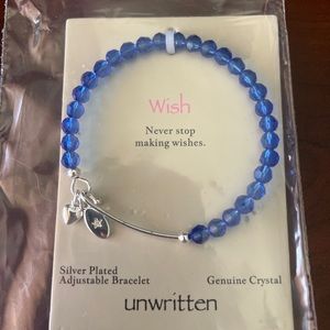 Unwritten Silver Plated Genuine Crystal Beads Adjustable Bangle Wish Bracelet